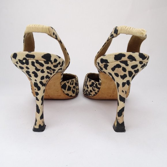 Manolo Blahnik Carolyne Slingback Pump Leopard 37 - Picture 5 of 10